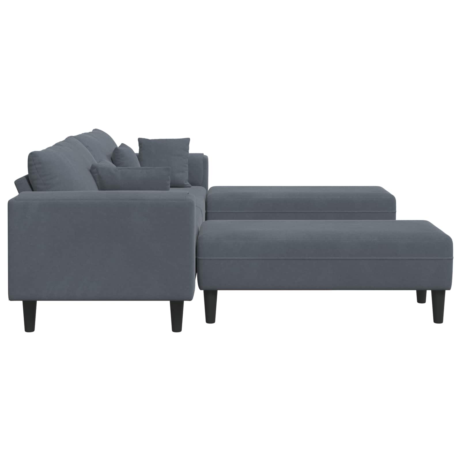 vidaXL Sofa 3 pcs Ciemnoszary 250 x 188 x 76 cm Aksamit