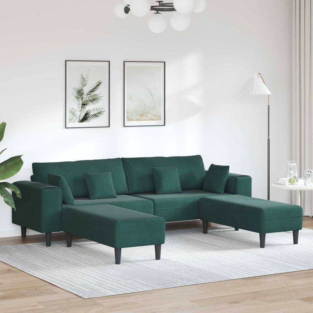 vidaXL Sofa 3 pcs Ciemna zieleń 250 x 188 x 76 cm Aksamit
