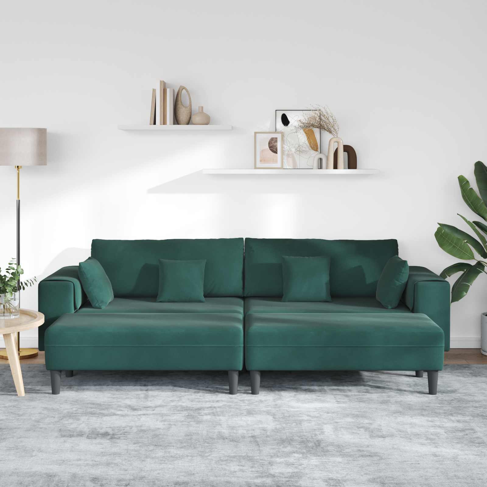 vidaXL Sofa 3 pcs Ciemna zieleń 250 x 188 x 76 cm Aksamit
