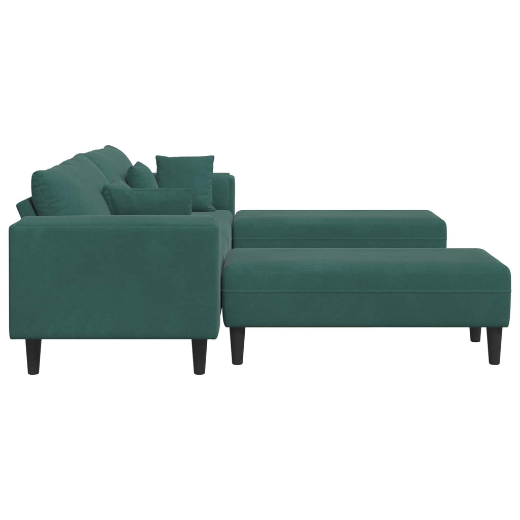 vidaXL Sofa 3 pcs Ciemna zieleń 250 x 188 x 76 cm Aksamit