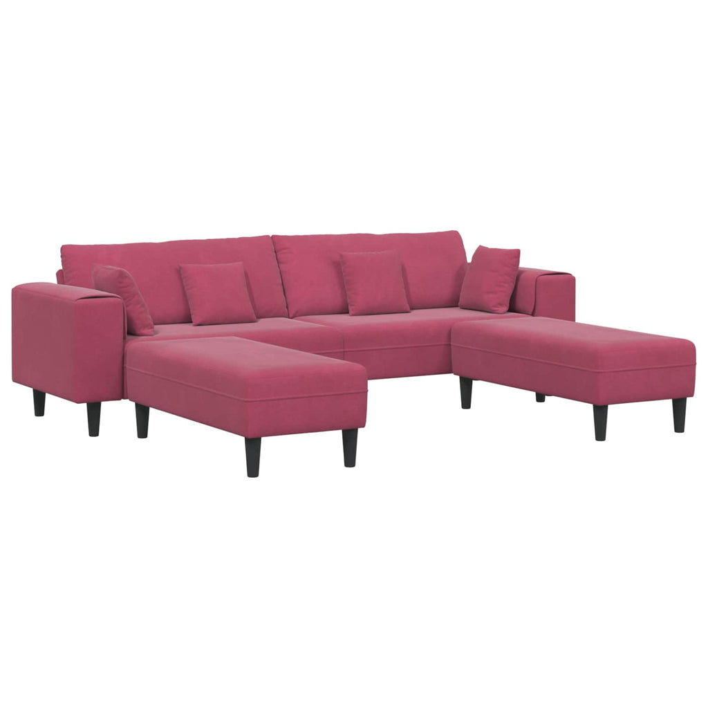 vidaXL Sofa 3 pcs Czerwone wino 250 x 188 x 76 cm Aksamit