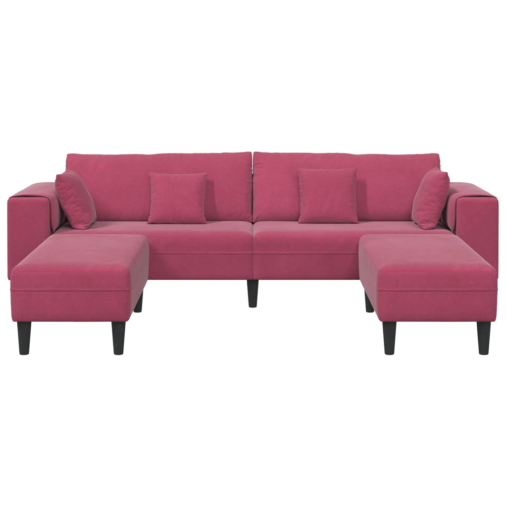 vidaXL Sofa 3 pcs Czerwone wino 250 x 188 x 76 cm Aksamit