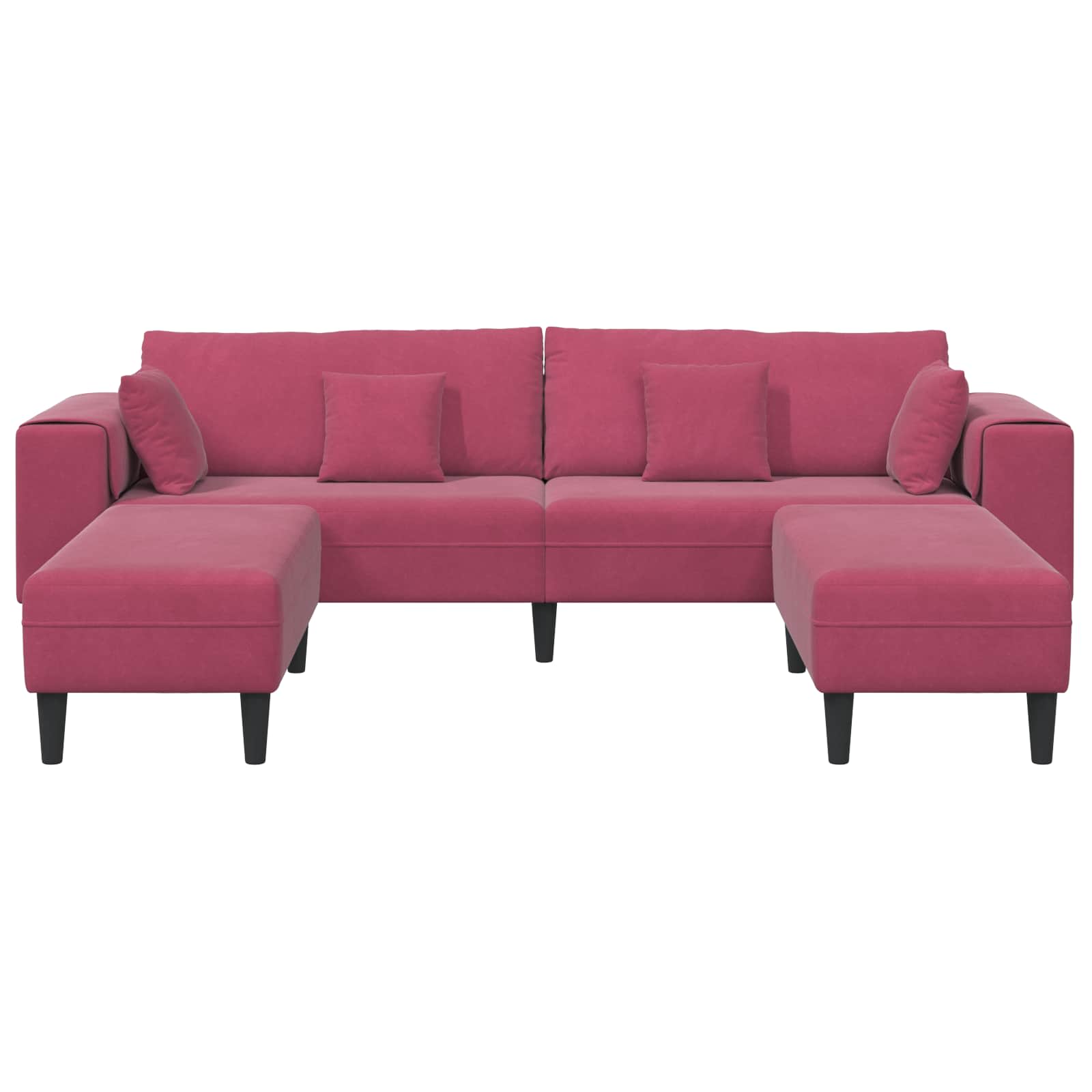 vidaXL Sofa 3 pcs Czerwone wino 250 x 188 x 76 cm Aksamit