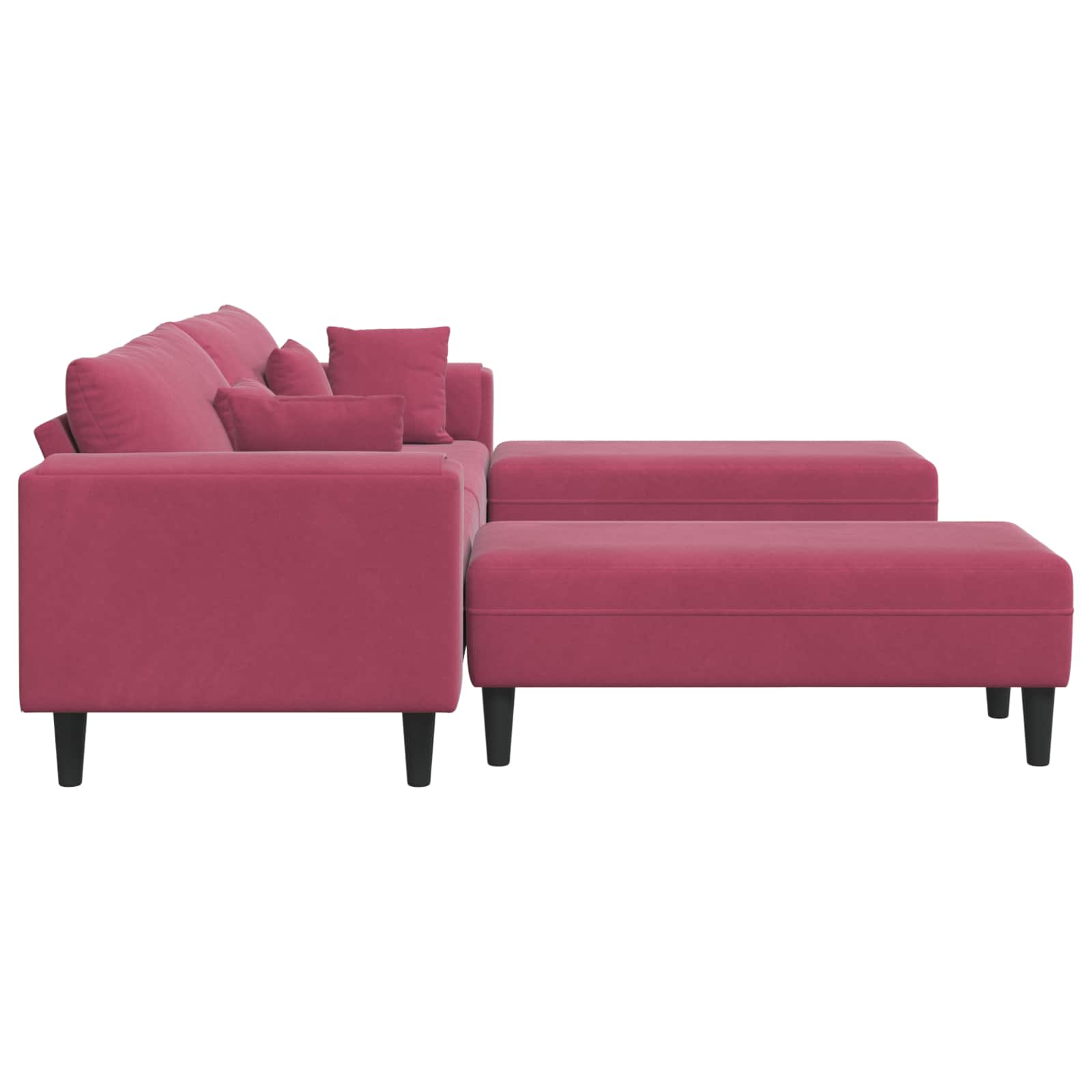 vidaXL Sofa 3 pcs Czerwone wino 250 x 188 x 76 cm Aksamit