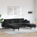 vidaXL Sofa 3 pcs Czarny 250 x 188 x 76 cm Aksamit