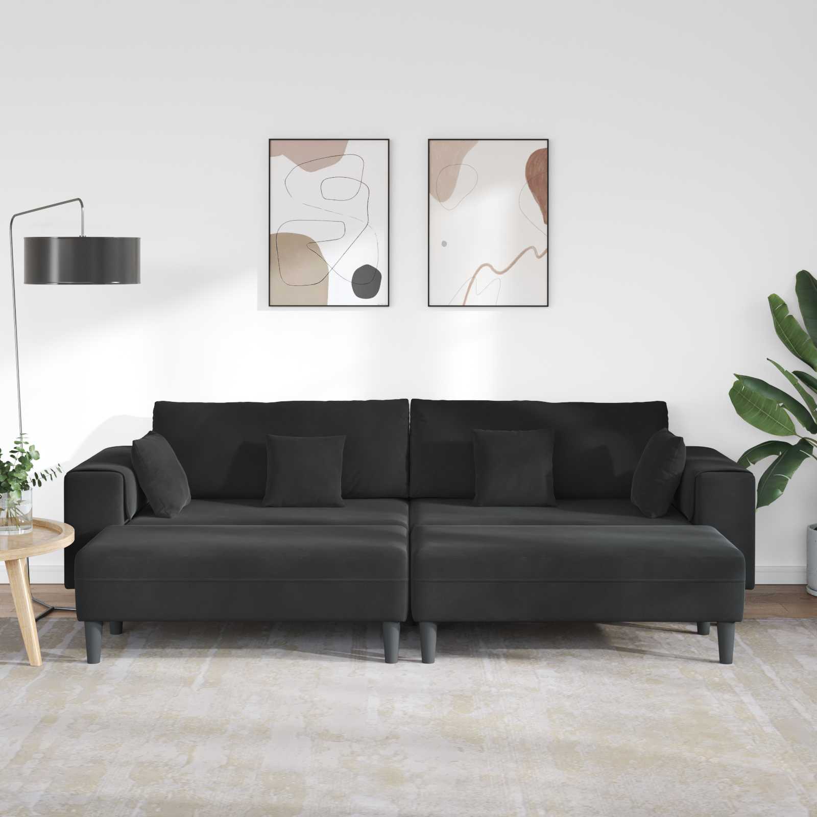 vidaXL Sofa 3 pcs Czarny 250 x 188 x 76 cm Aksamit