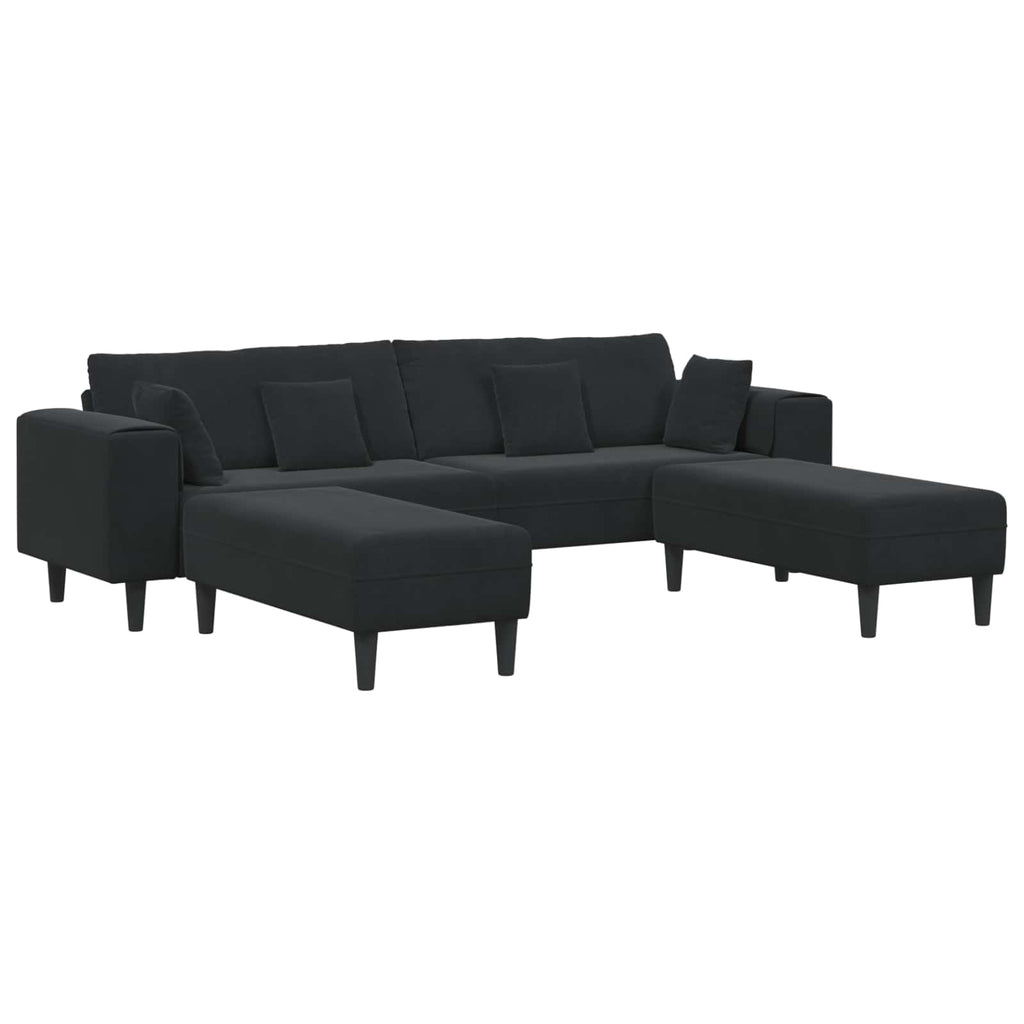 vidaXL Sofa 3 pcs Czarny 250 x 188 x 76 cm Aksamit