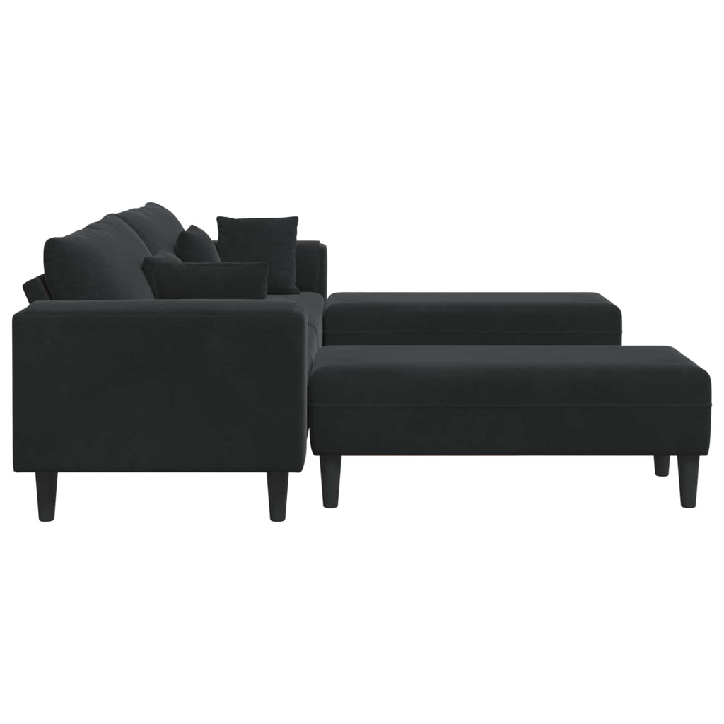 vidaXL Sofa 3 pcs Czarny 250 x 188 x 76 cm Aksamit