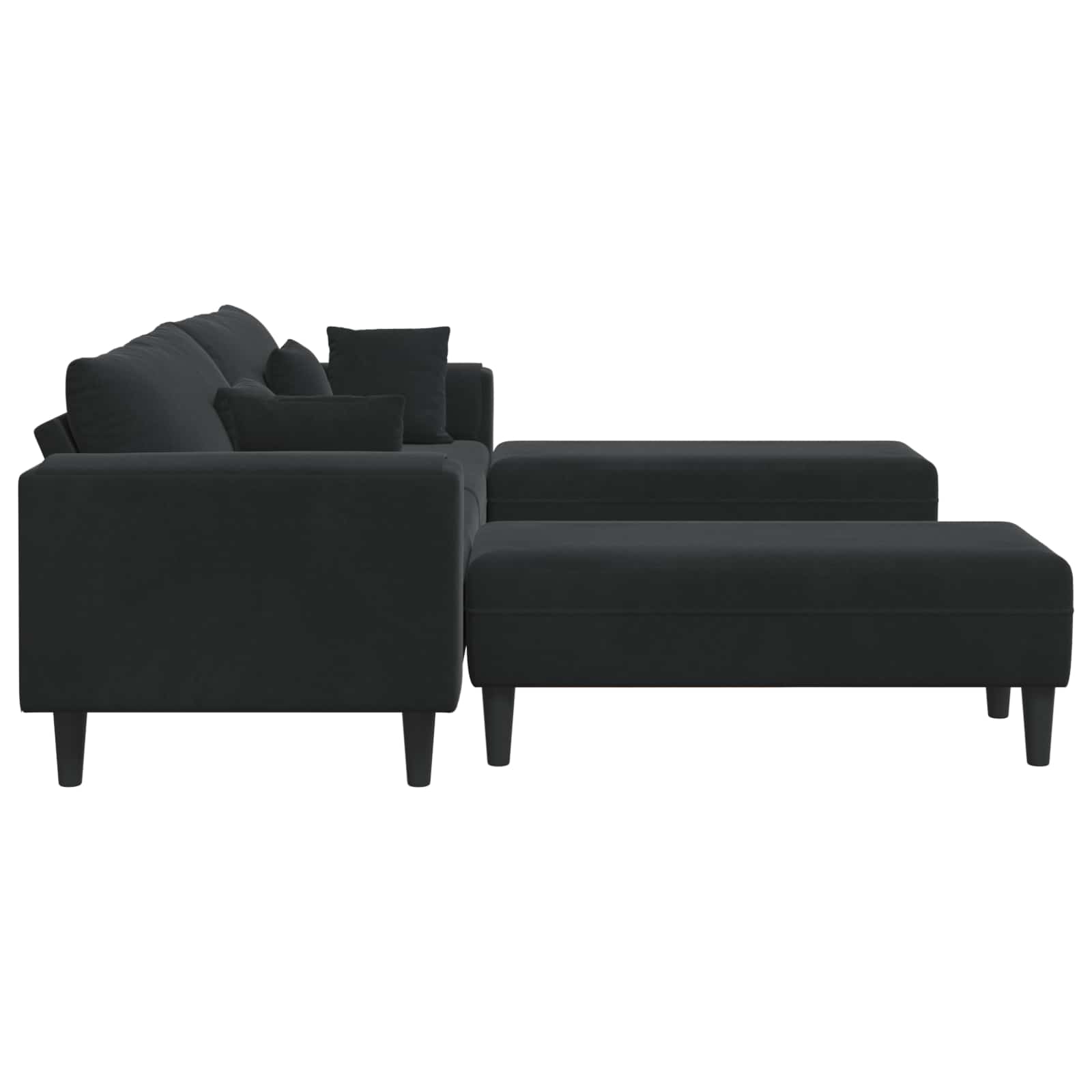 vidaXL Sofa 3 pcs Czarny 250 x 188 x 76 cm Aksamit