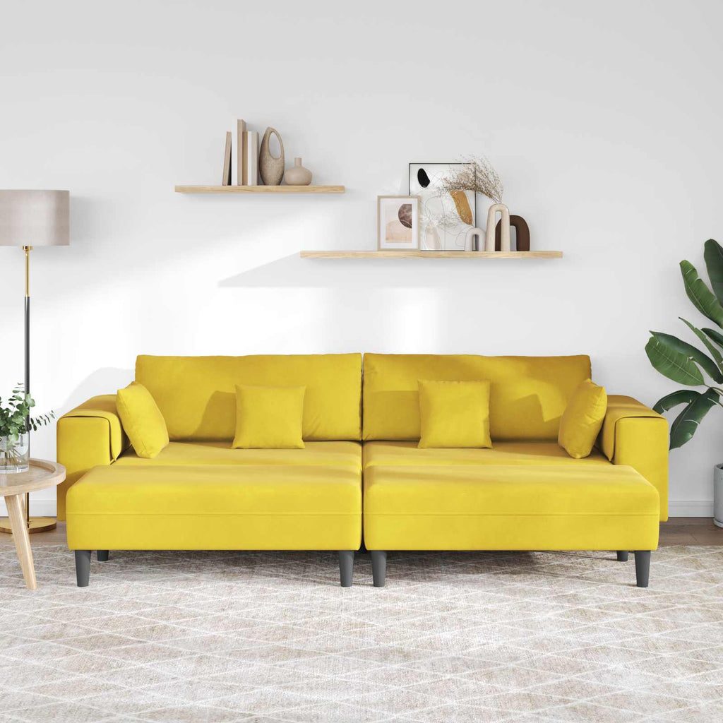 vidaXL Sofa 3 pcs Żółty 250 x 188 x 76 cm Aksamit