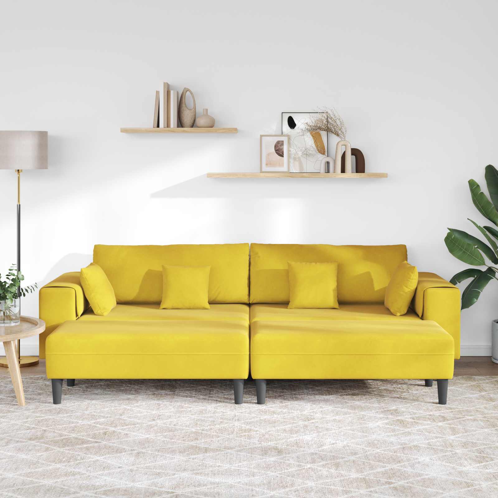 vidaXL Sofa 3 pcs Żółty 250 x 188 x 76 cm Aksamit