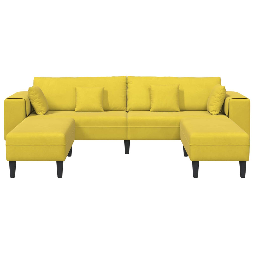 vidaXL Sofa 3 pcs Żółty 250 x 188 x 76 cm Aksamit