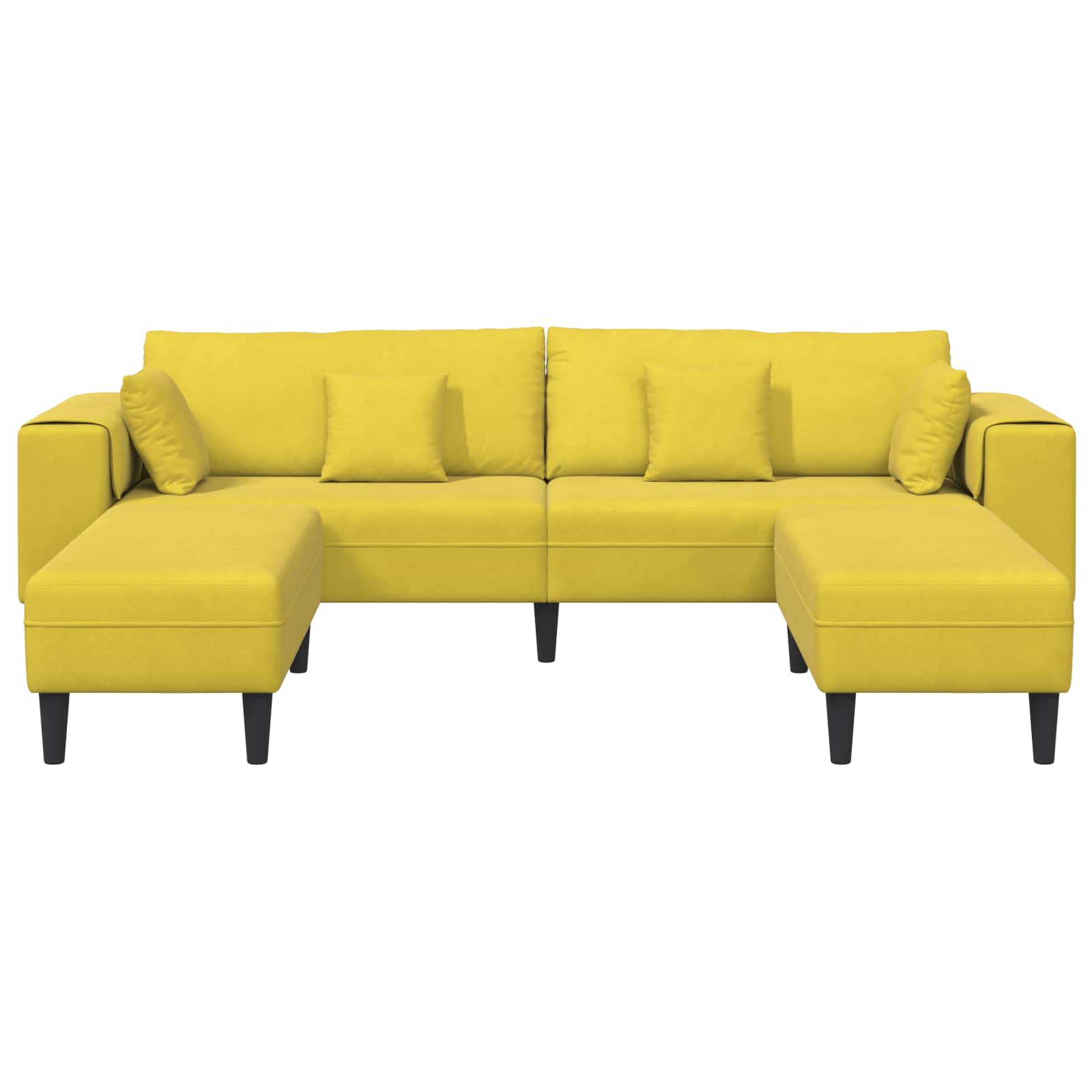 vidaXL Sofa 3 pcs Żółty 250 x 188 x 76 cm Aksamit