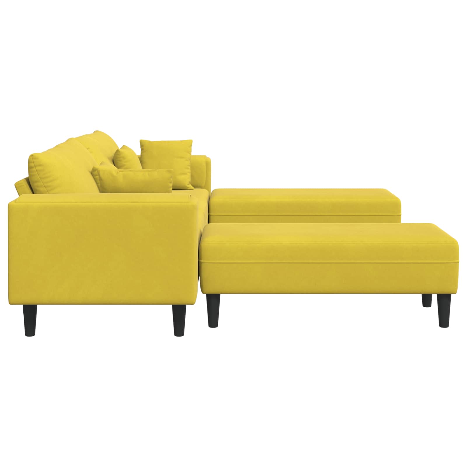 vidaXL Sofa 3 pcs Żółty 250 x 188 x 76 cm Aksamit