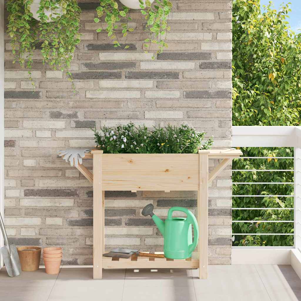 vidaXL Doniczka ogrodowa Beżowy 111 x 37 x 76,5 cm Drewno Świerkowe