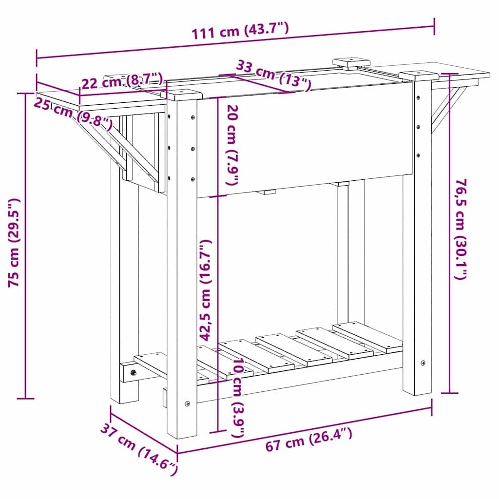 vidaXL Doniczka ogrodowa Beżowy 111 x 37 x 76,5 cm Drewno Świerkowe