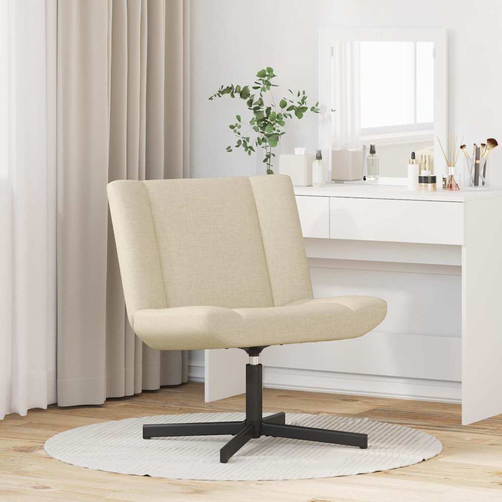 vidaXL Fotel obrotowy kremowy 63 x 75 x 76 cm tkanina