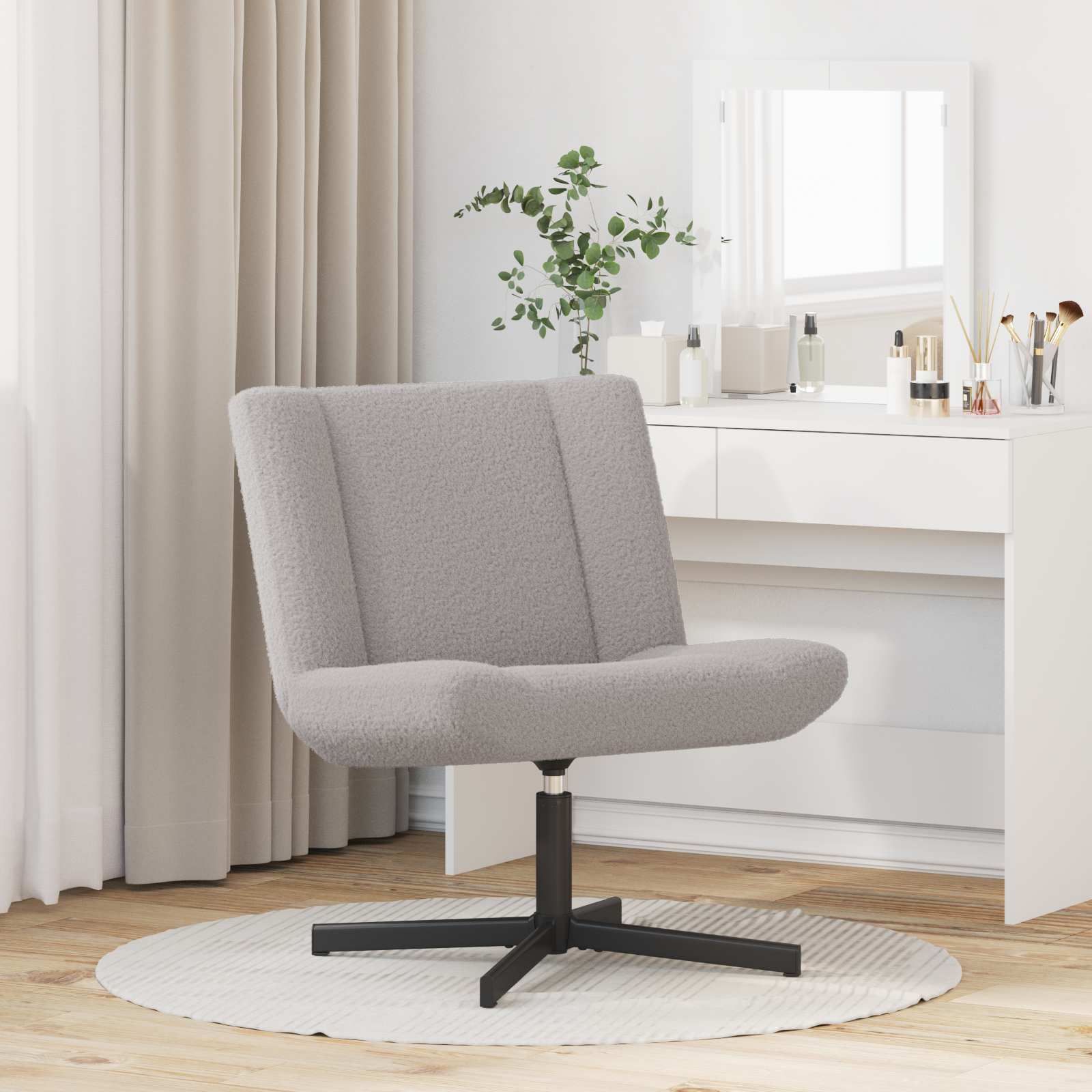 vidaXL Fotel obrotowy Jasnoszary 63 x 75 x 76 cm Owczy Skór