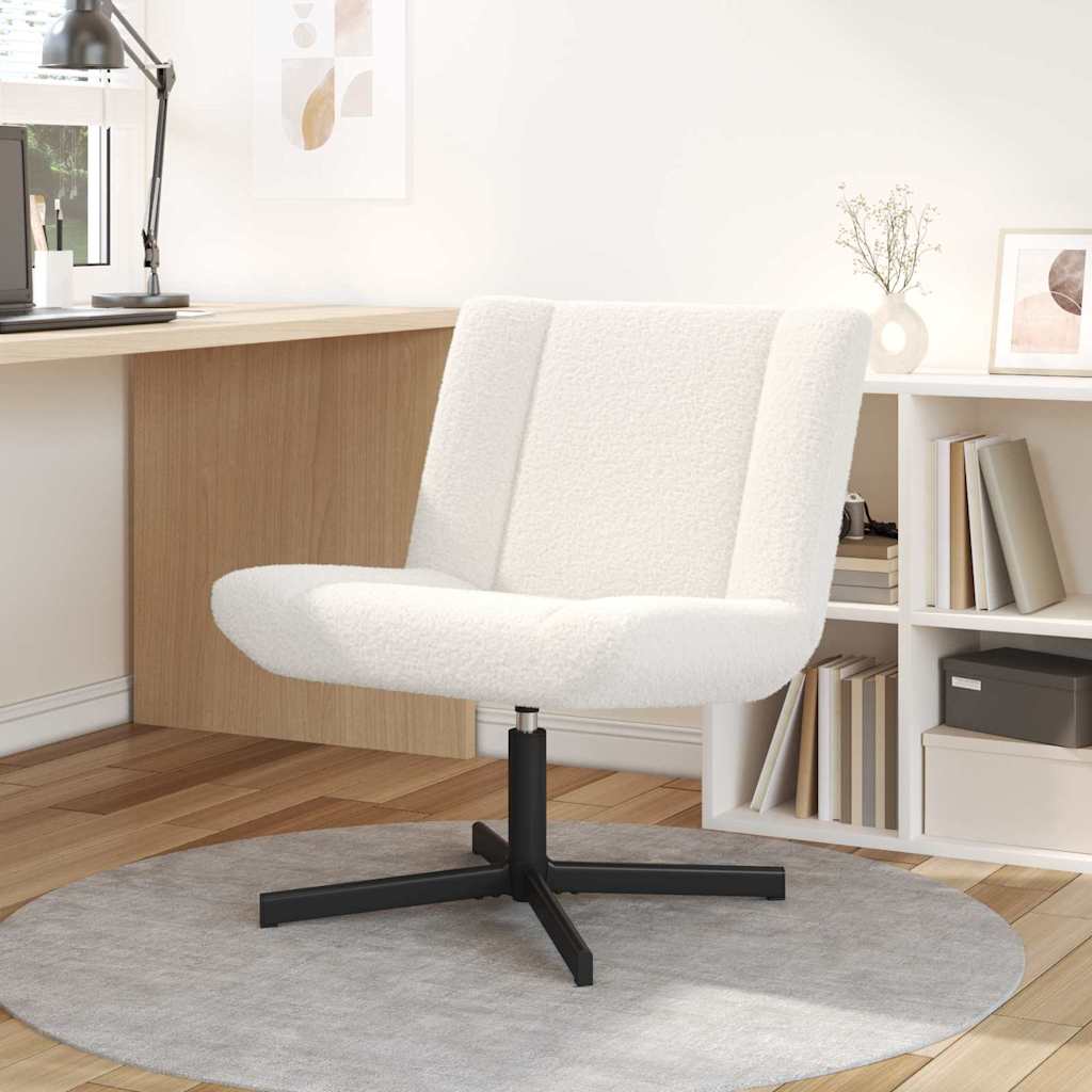 vidaXL Fotel obrotowy Kremowy 63 x 75 x 76 cm Owczy Skór