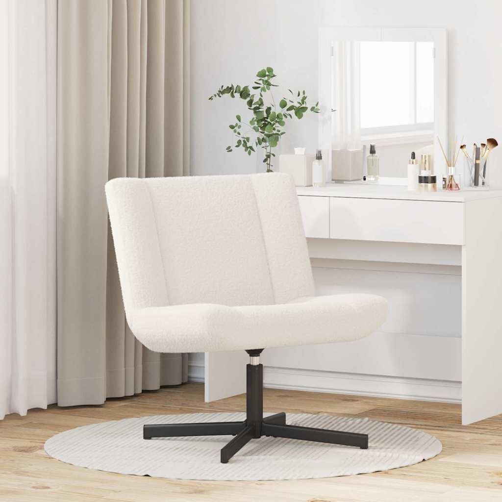 vidaXL Fotel obrotowy Kremowy 63 x 75 x 76 cm Owczy Skór