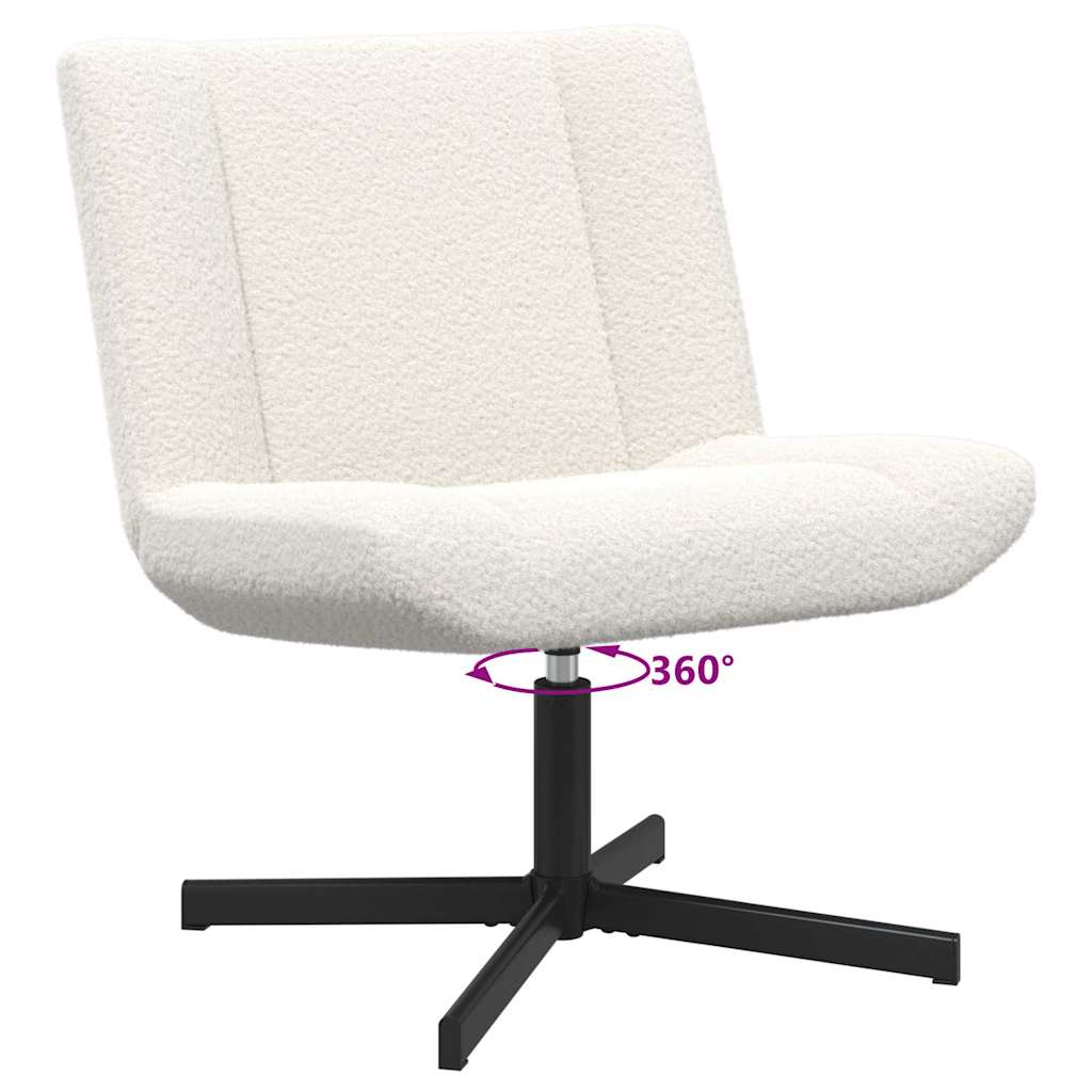 vidaXL Fotel obrotowy Kremowy 63 x 75 x 76 cm Owczy Skór