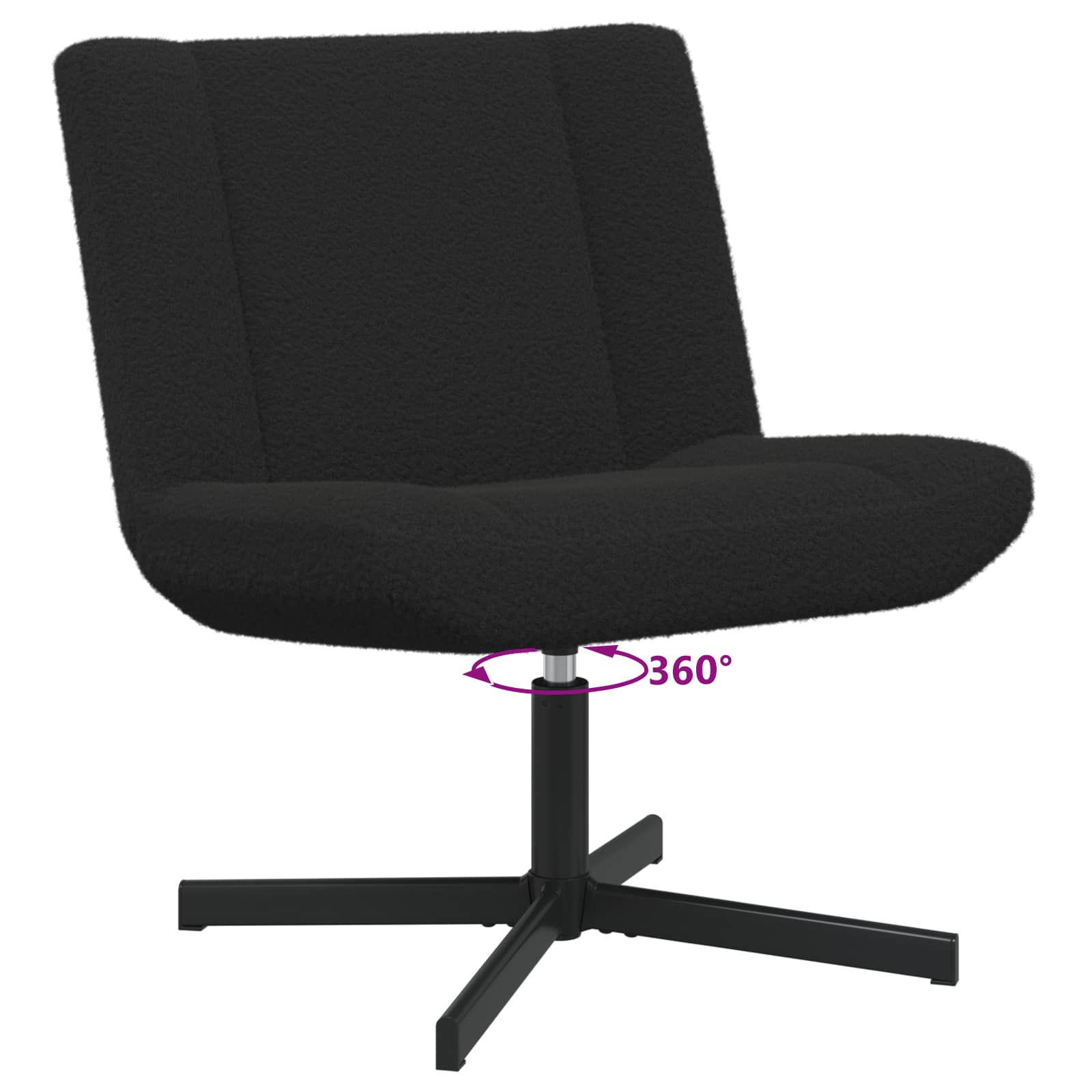 vidaXL Fotel obrotowy Czarny 63 x 75 x 76 cm Owczy Skór