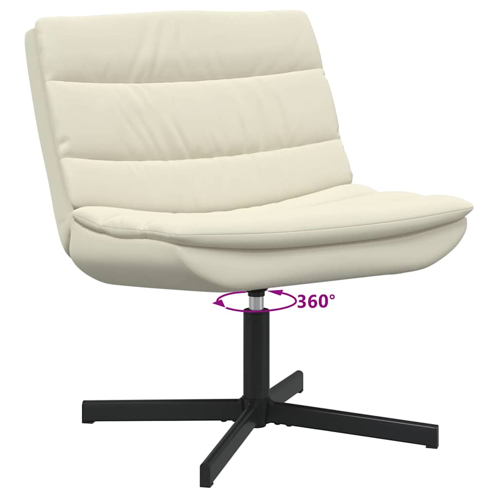 vidaXL Fotel obrotowy Kremowy 63 x 75 x 76 cm Ekoskóra