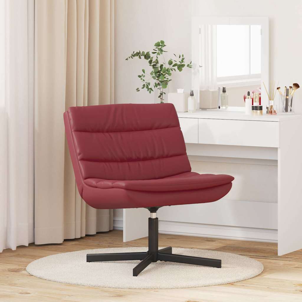 vidaXL Fotel obrotowy Czerwone wino 63 x 75 x 76 cm Ekoskóra