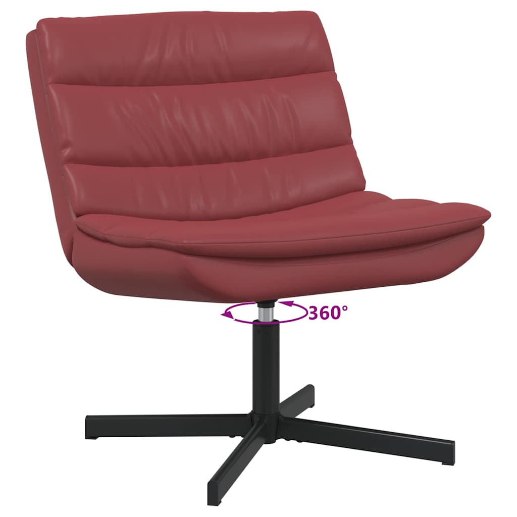 vidaXL Fotel obrotowy Czerwone wino 63 x 75 x 76 cm Ekoskóra