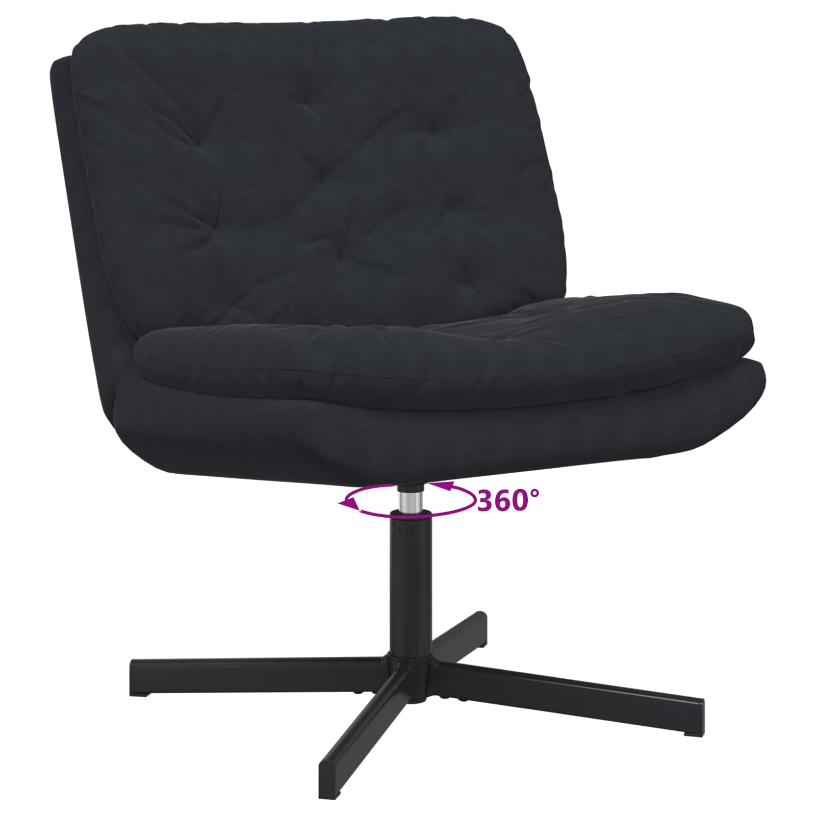 vidaXL Fotel relaksacyjny obrotowy Czarny 63 x 75 x 76 cm Aksamit