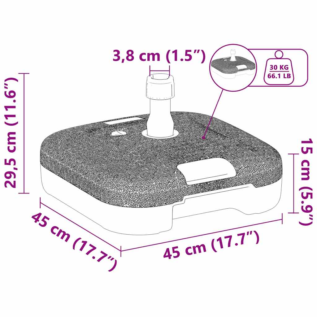 vidaXL Podstawa do parasola Czarny 45 x 45 x 29,5 cm