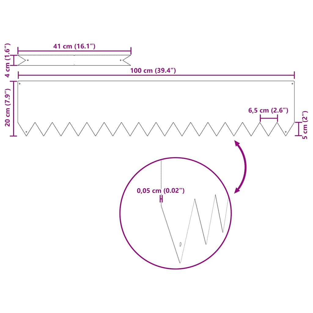 vidaXL Krawężnik do trawnika 50 pcs Antracyt 100 x 0.05 x 20 cm