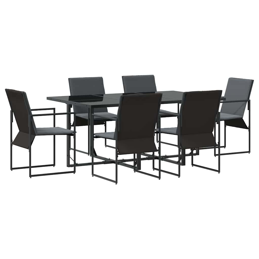 vidaXL Zestaw do jadalni w ogrodzie 7 pcs Czarny Stal
