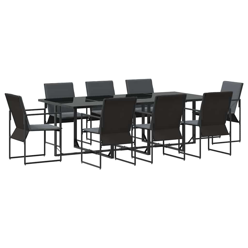 vidaXL Zestaw do jadalni w ogrodzie 9 pcs Czarny Stal