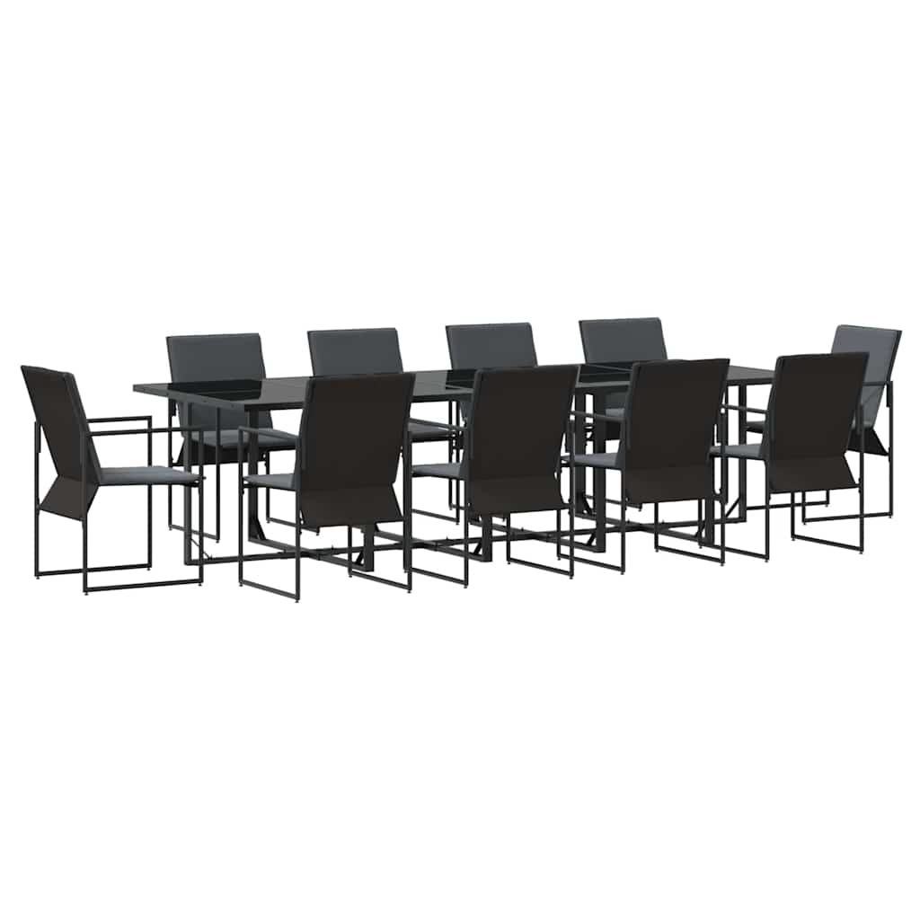 vidaXL Zestaw do jadalni w ogrodzie 11 pcs Czarny Stal