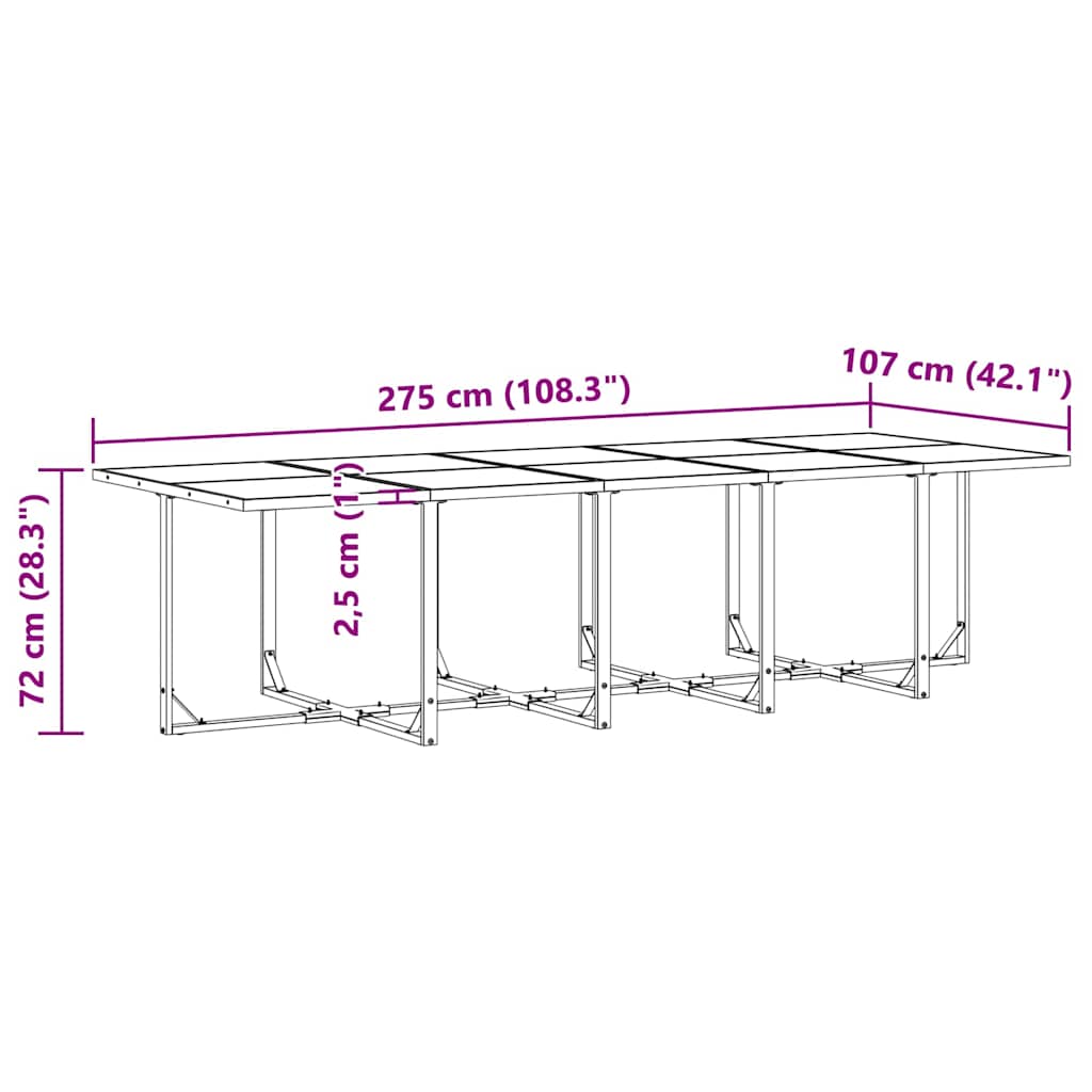 vidaXL Zestaw do jadalni w ogrodzie 11 pcs Czarny Stal