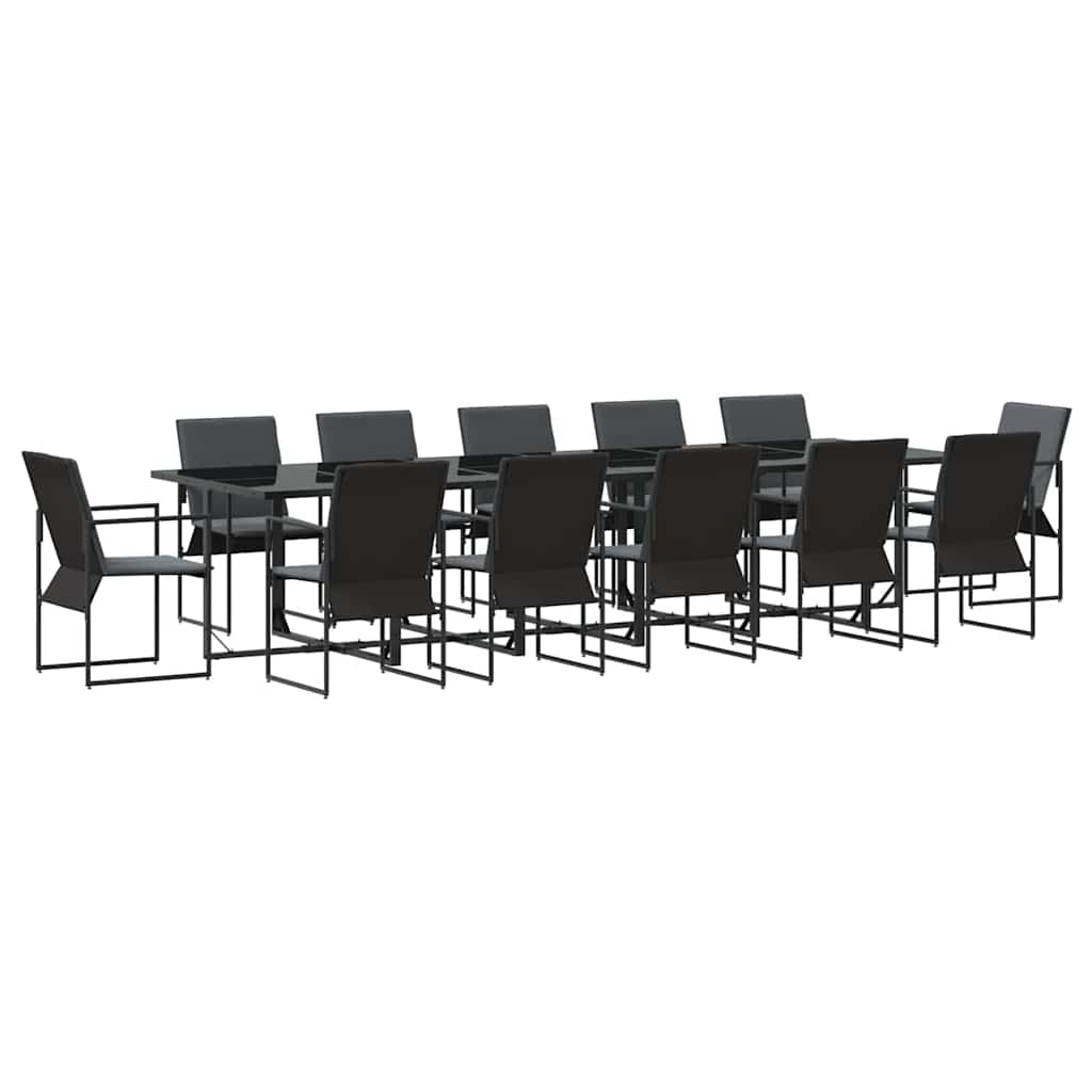 vidaXL Zestaw do jadalni w ogrodzie 13 pcs Czarny Stal