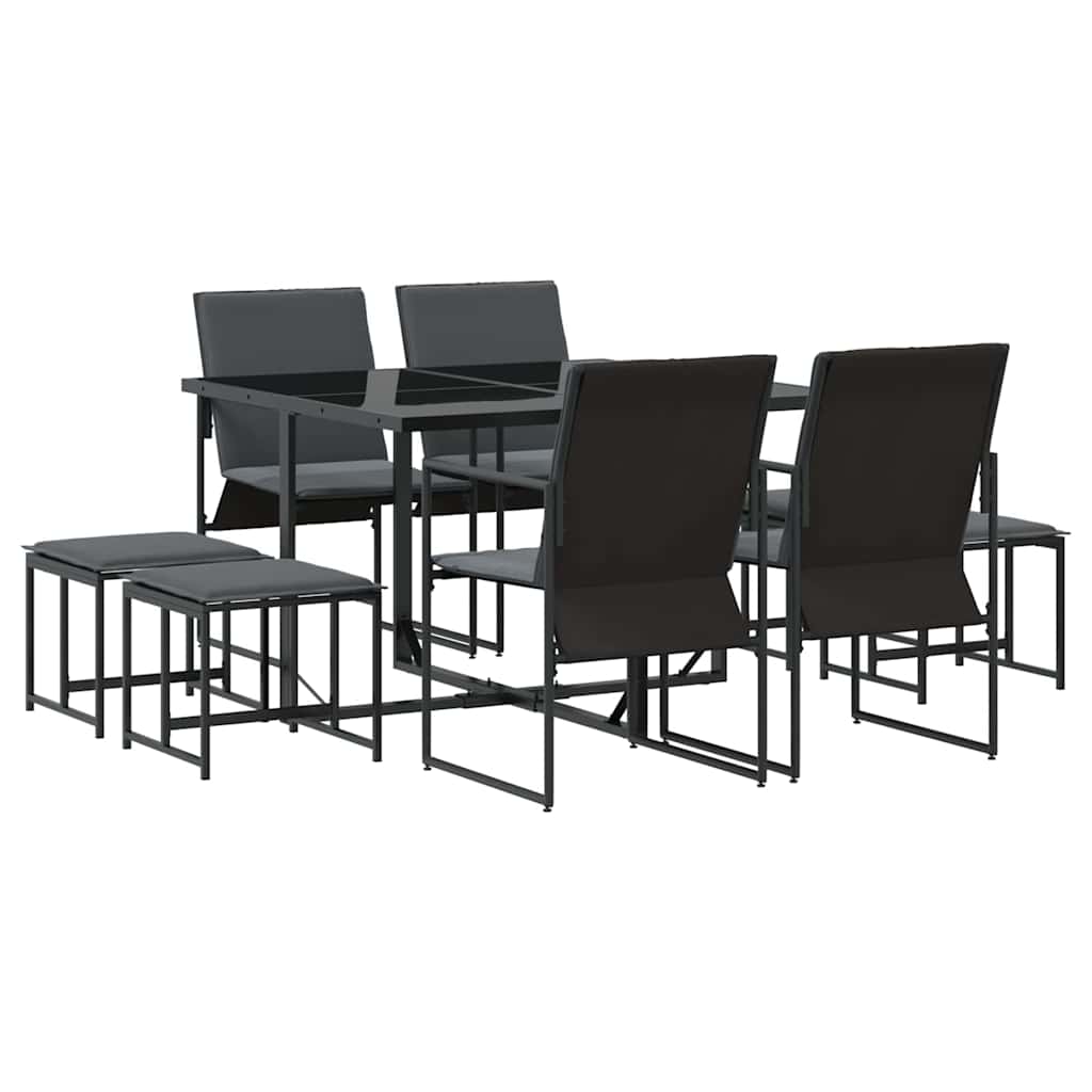 vidaXL Zestaw do jadalni w ogrodzie 9 pcs Czarny Stal