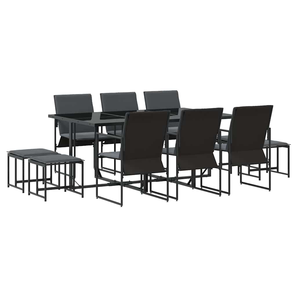 vidaXL Zestaw do jadalni w ogrodzie 11 pcs Czarny Stal