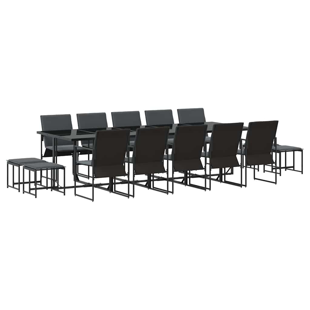 vidaXL Zestaw do jadalni w ogrodzie 15 pcs Czarny Stal