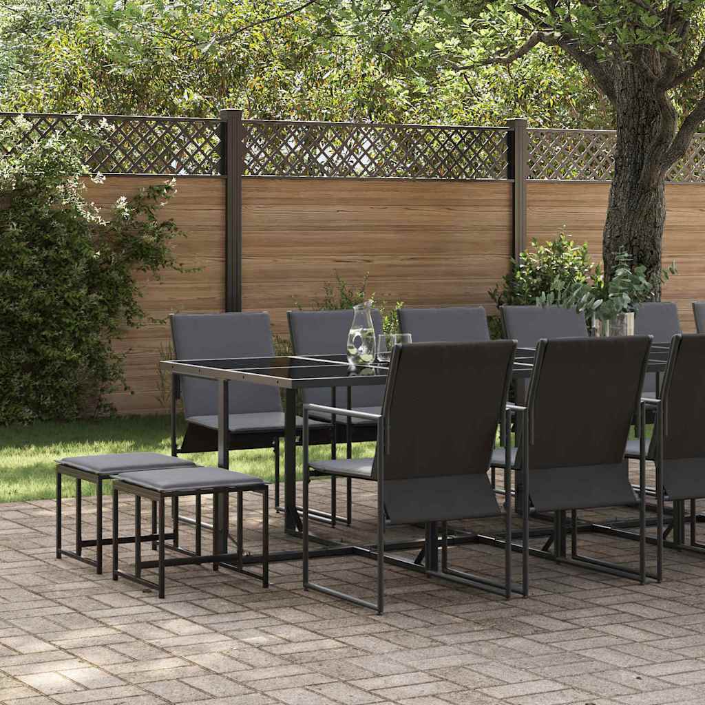vidaXL Zestaw do jadalni w ogrodzie 17 pcs Czarny Stal