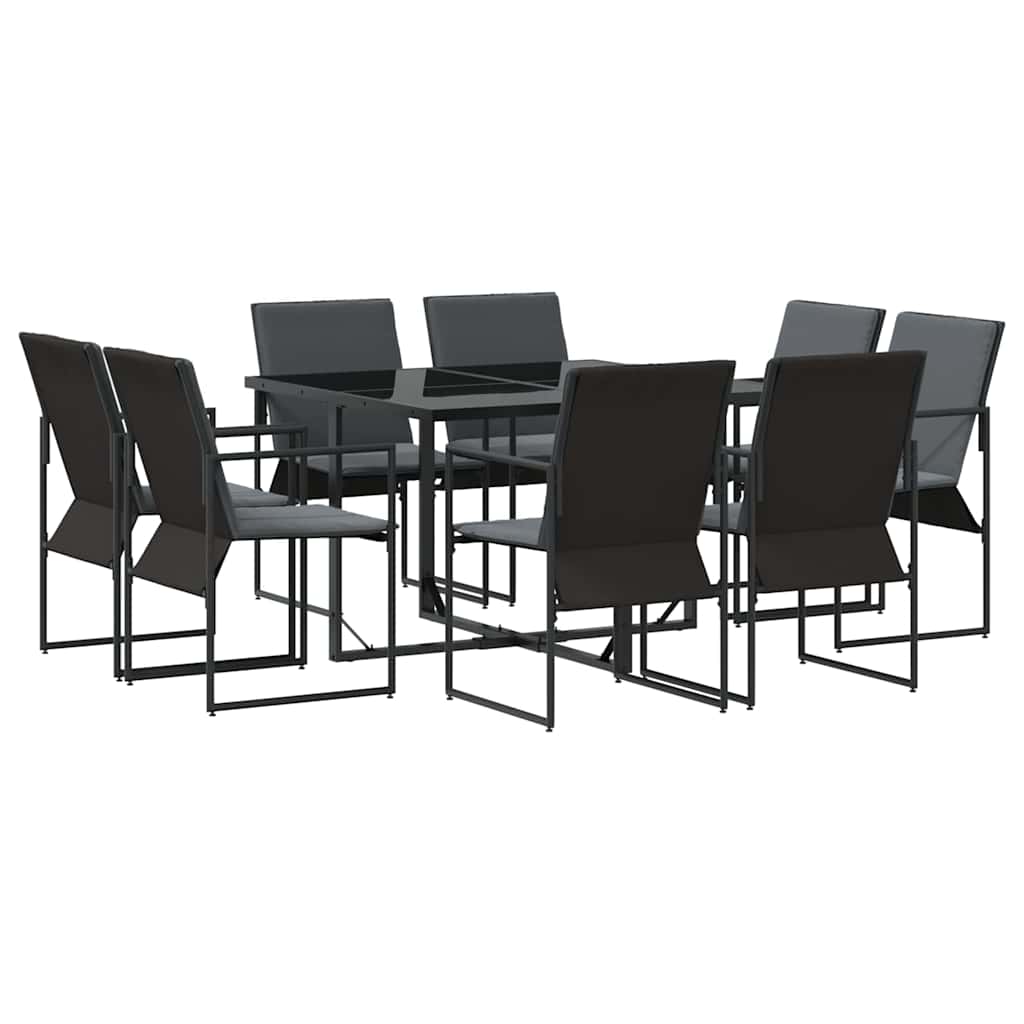 vidaXL Zestaw do jadalni w ogrodzie 9 pcs Czarny Stal