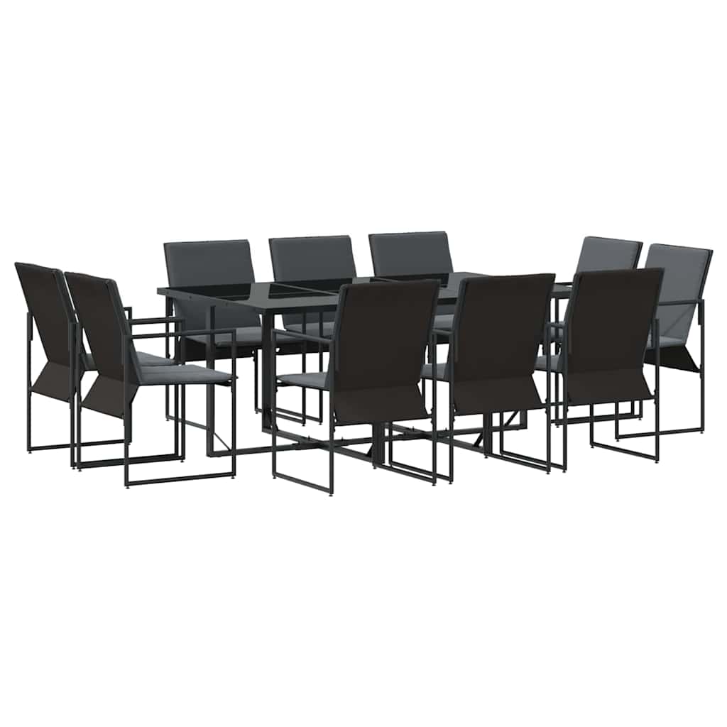 vidaXL Zestaw do jadalni w ogrodzie 11 pcs Czarny Stal