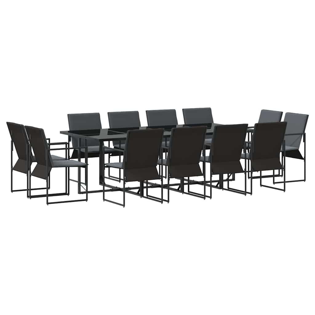 vidaXL Zestaw do jadalni w ogrodzie 13 pcs Czarny Stal