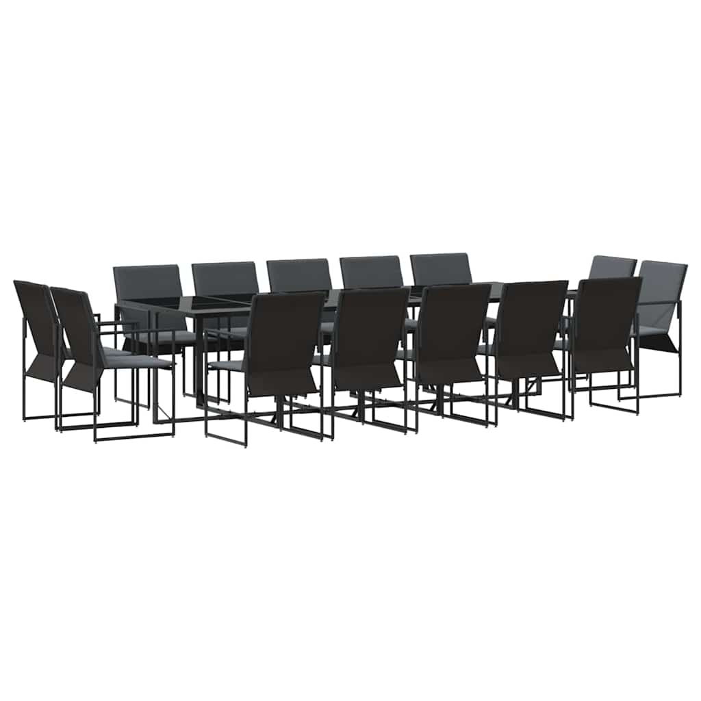 vidaXL Zestaw do jadalni w ogrodzie 15 pcs Czarny Stal
