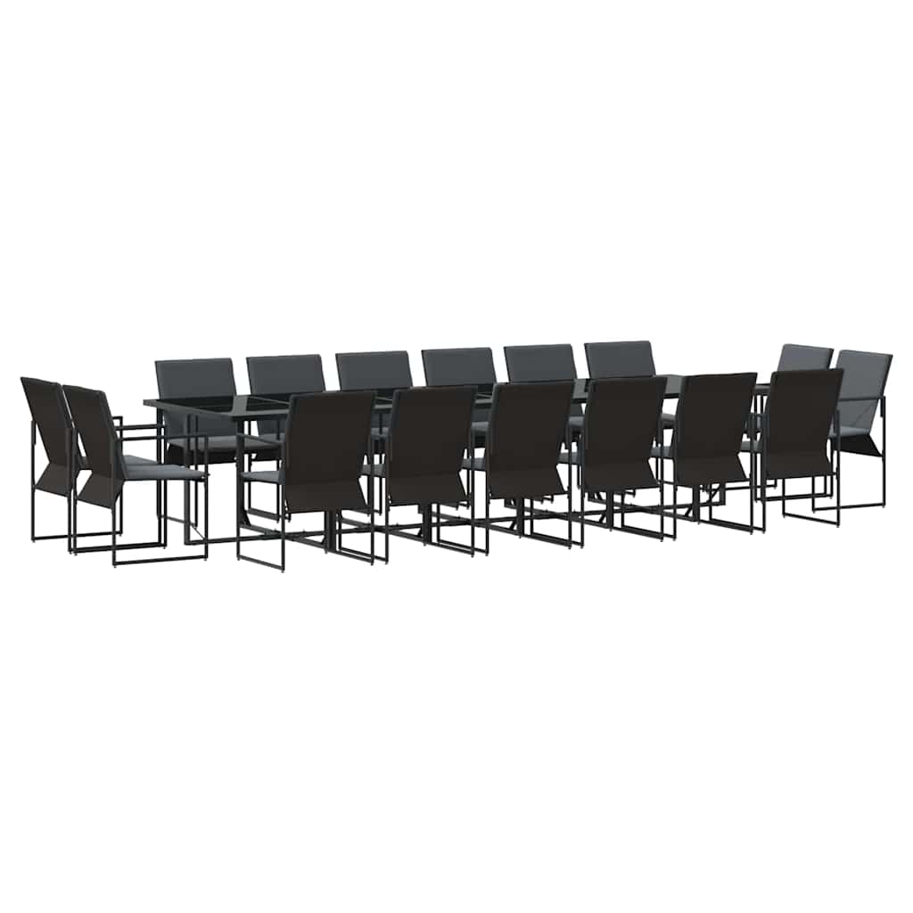 vidaXL Zestaw do jadalni w ogrodzie 17 pcs Czarny Stal