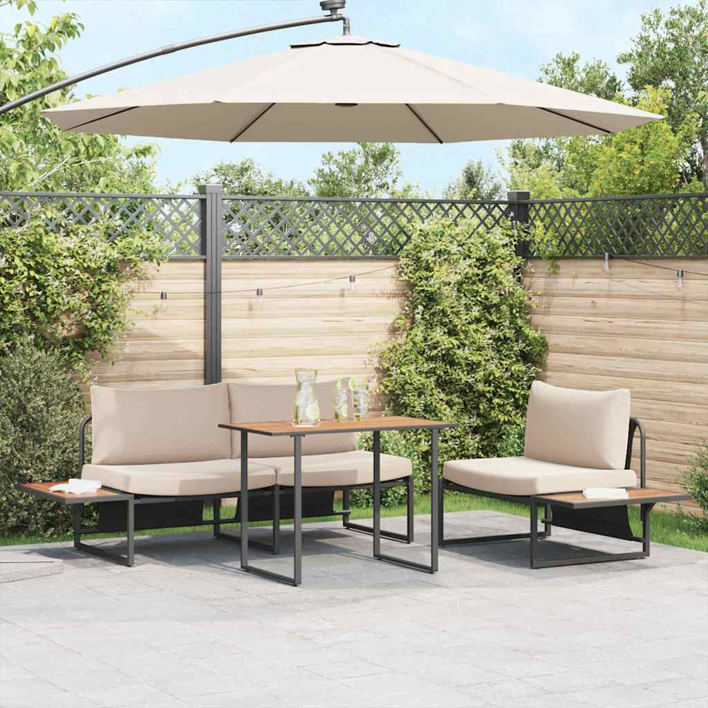 vidaXL Zestaw do jadalni w ogrodzie 3 pcs Ciemnoszary Stal