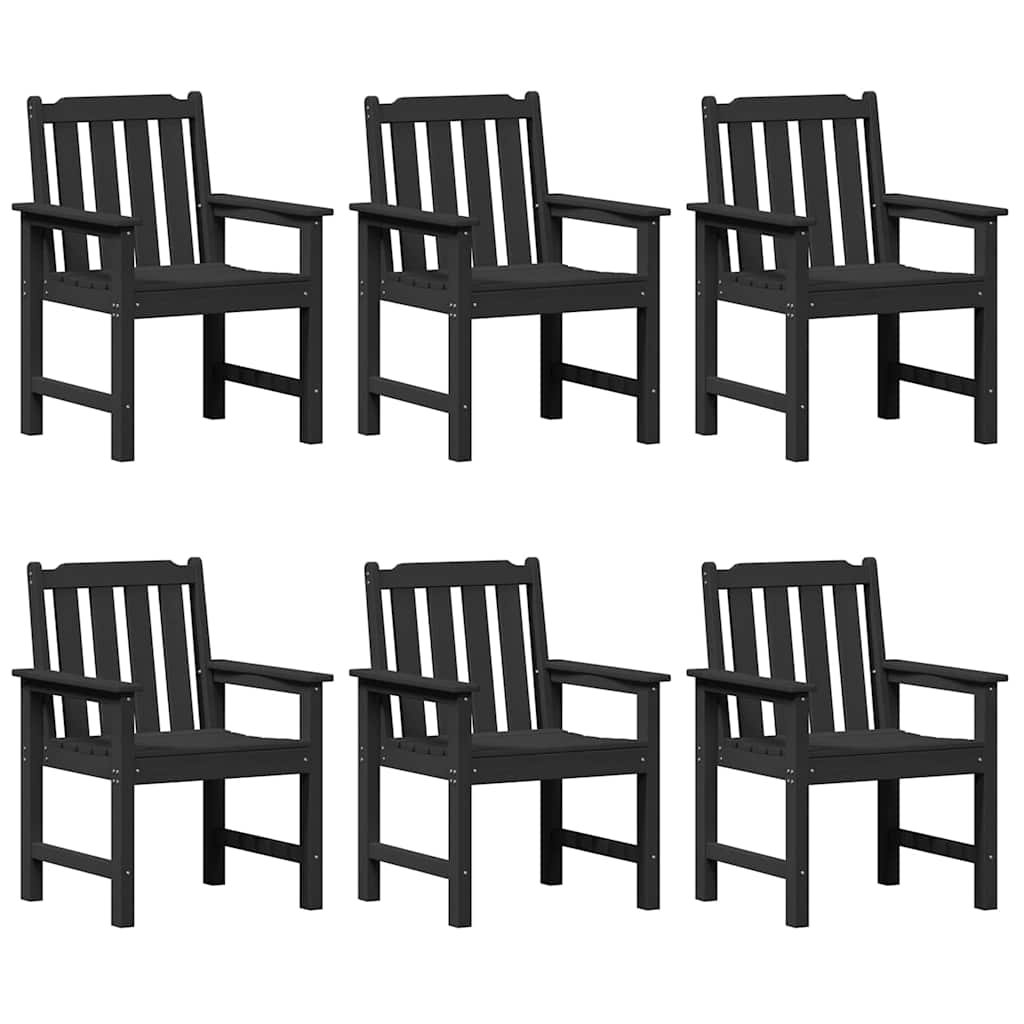 vidaXL Krzesło Ogrodowe 6 pcs Czarny 65.5 x 59 x 88 cm Polietylen
