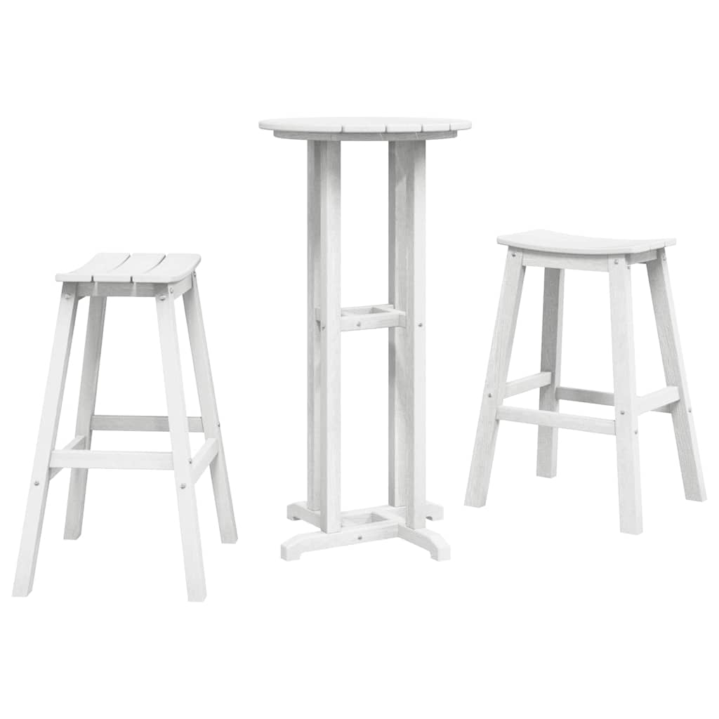 vidaXL Zestaw barowy w ogrodzie 3 pcs Biały HDPE