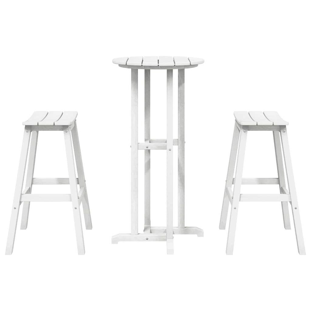 vidaXL Zestaw barowy w ogrodzie 3 pcs Biały HDPE